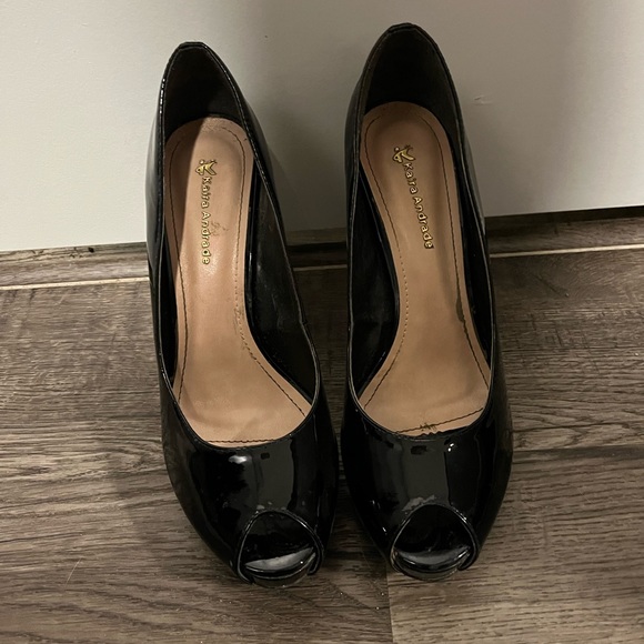 Black heels with open peep toe. Made in Brazil! Size 8 US. Barely worn! - Picture 2 of 2